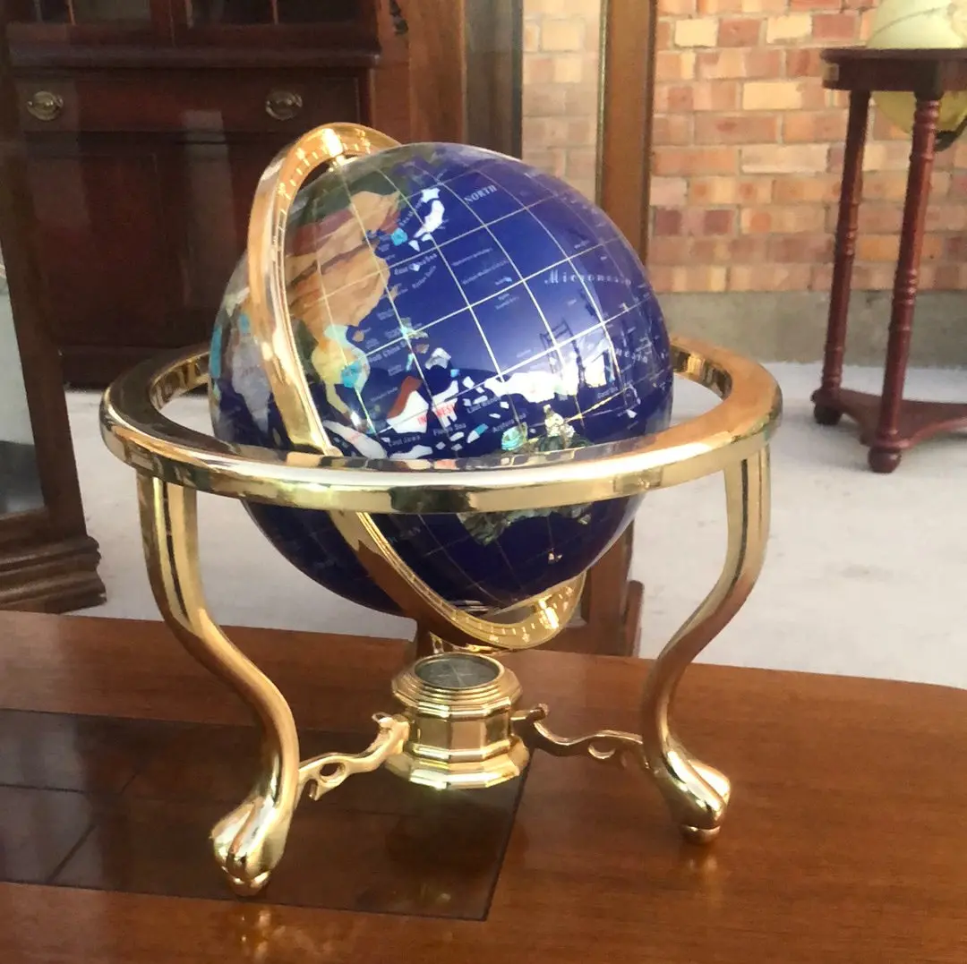 Colorful Table Top Globe Made From Stone 1