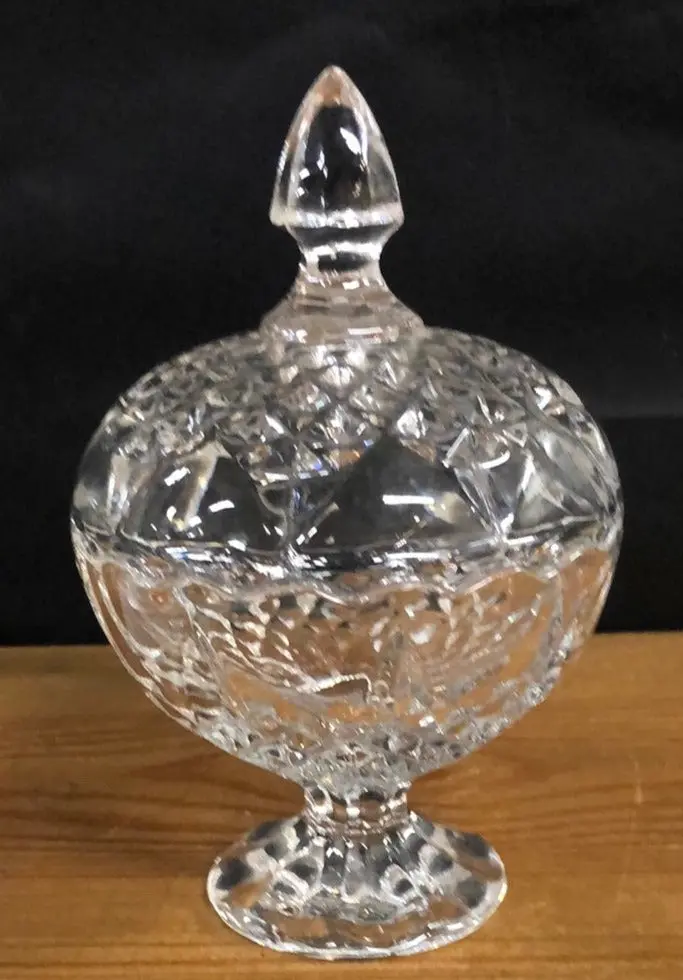 Pressed Glass Small Lidded Footed Dish 1