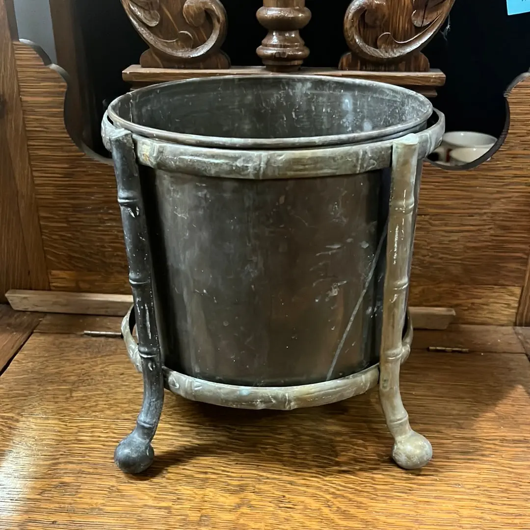 Copper And Brass Faux Bamboo Planter 1
