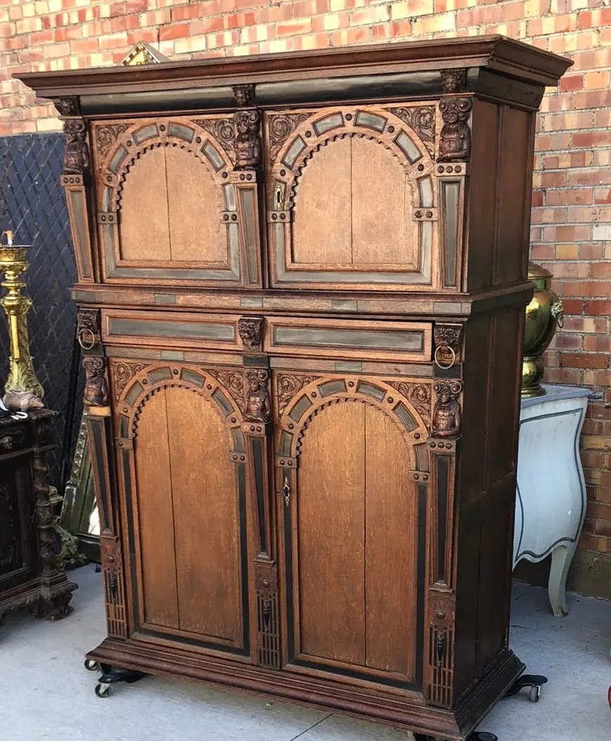 Early Renaissance Cabinet With 4 Arched Doors And Ebony Inlay 1