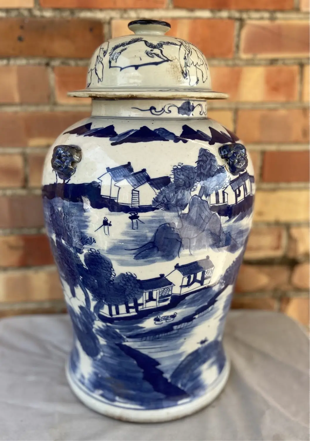 Blue And White Asian Lidded Jar 1