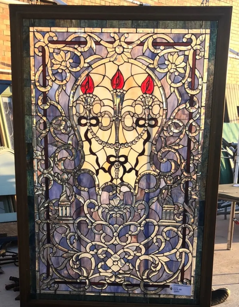 Combination Stained Glass Window With Beveled Glass And Rondels 1