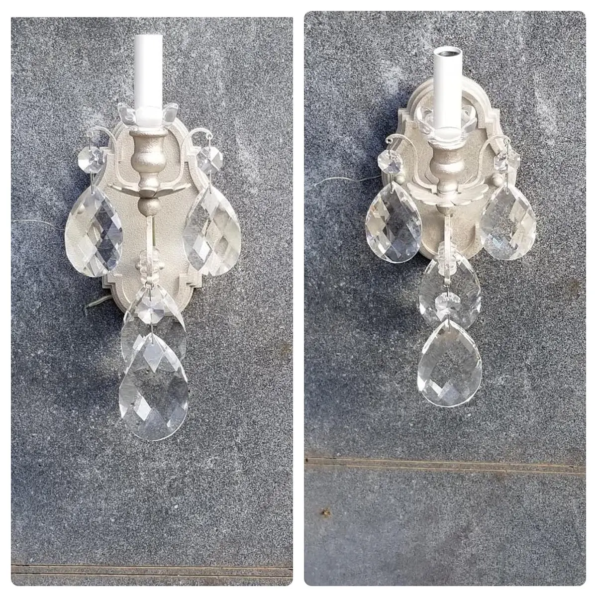 Pair Of Silver Color And Prism Sconces 1