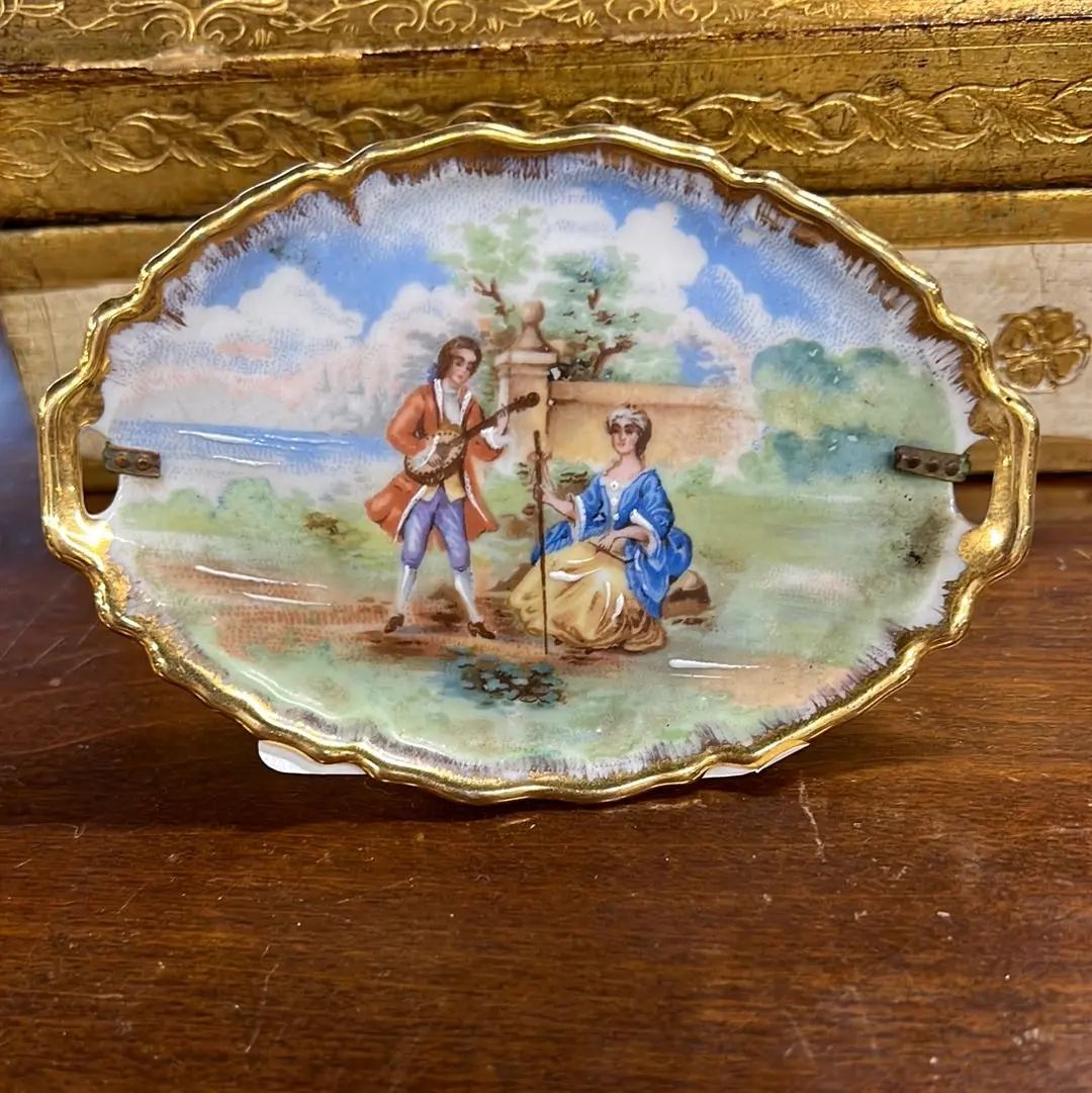 Tiny Hand Painted French Courtship Plate 1