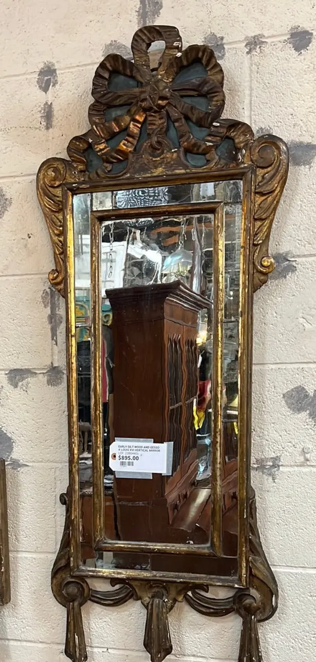 Early Gilt Wood And Gesso 4' Louis Xvi Vertical Mirror 1