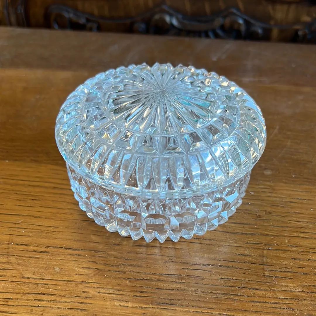 Pressed Glass Lidded Round Box 1