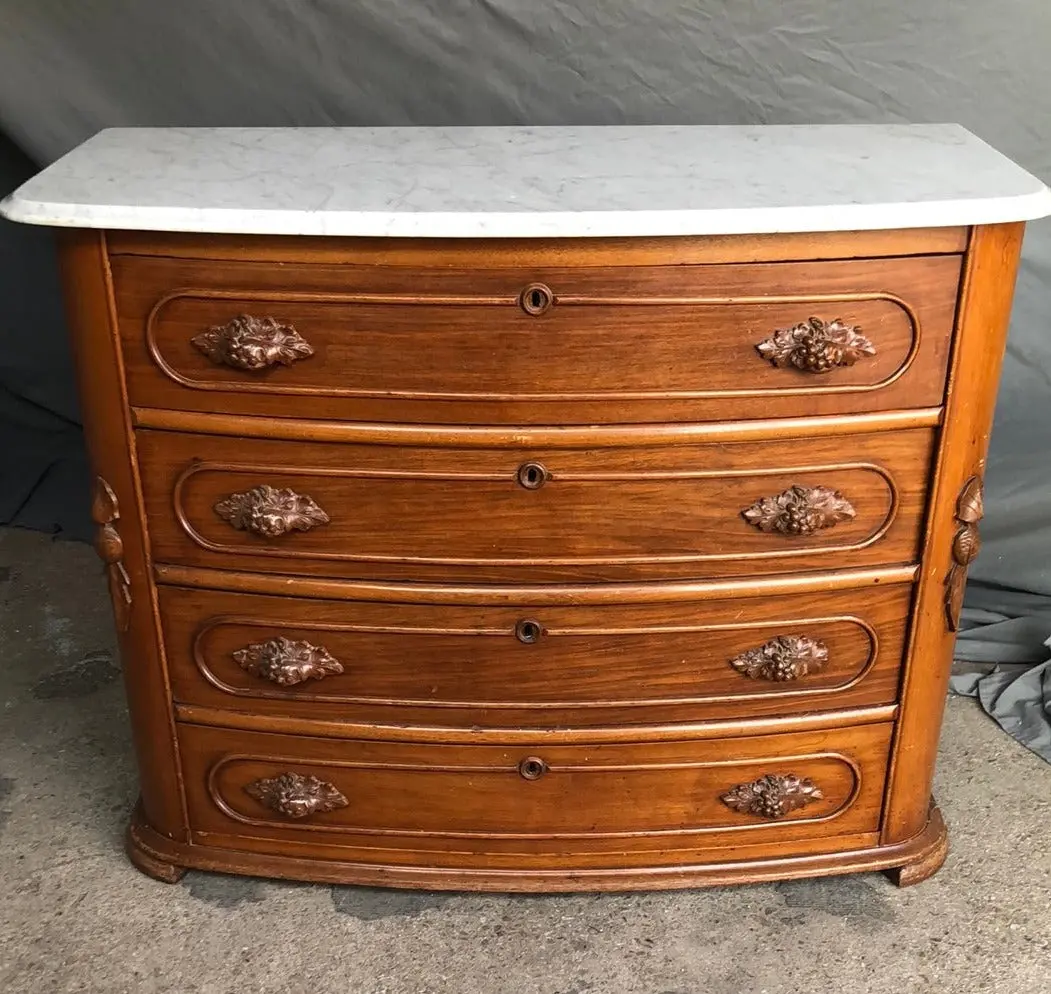 1870'S American Roc0co Revival Marble Top 4 Drawer Chest 1