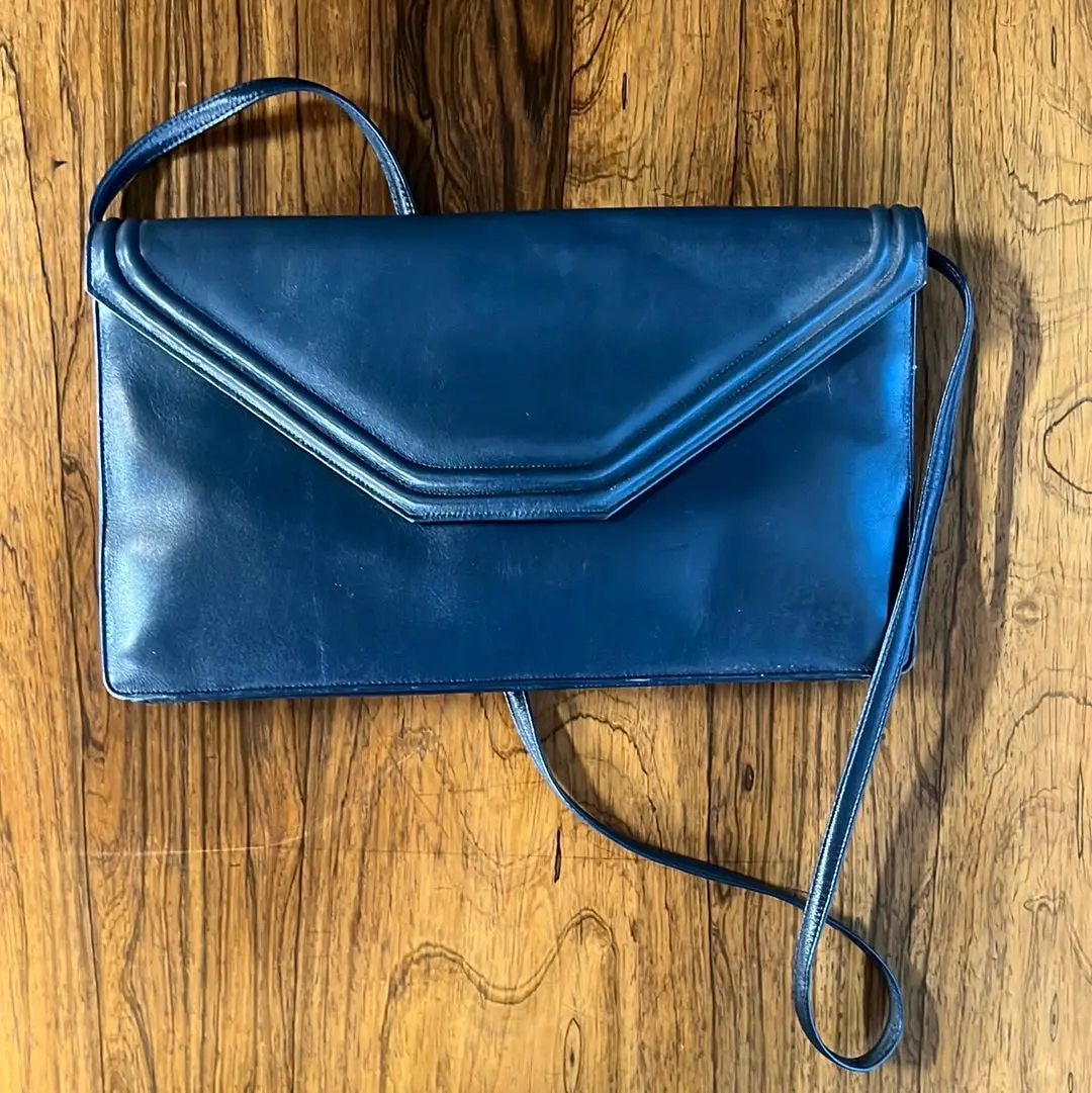 Navy Blue Envelope Purse With Strap 1