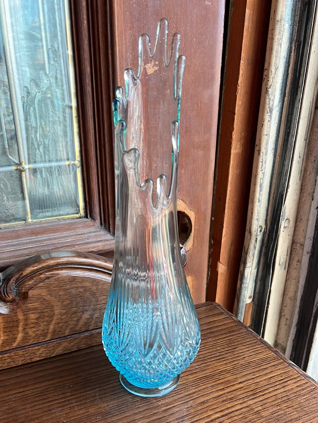 Aqua Blue Art Glass Vase 1