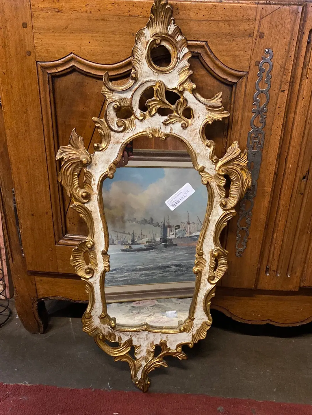 Small Gold And White Florentine Mirror 1