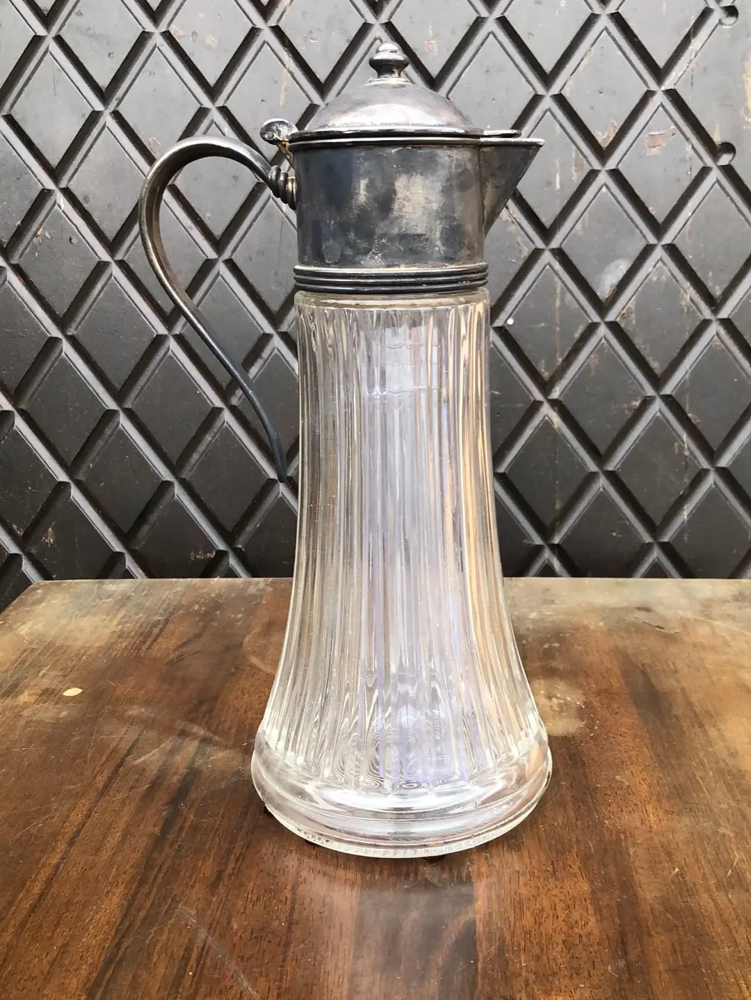 Tall Glass And Silverplate Carafe - Not Old 1