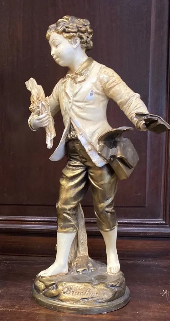 Gold And Ivory Spelter Boy Statue 1