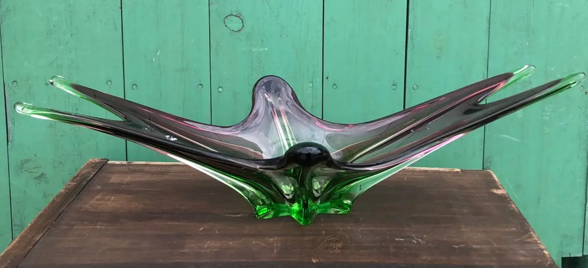 Purple And Green Art Glass Center Bowl 1