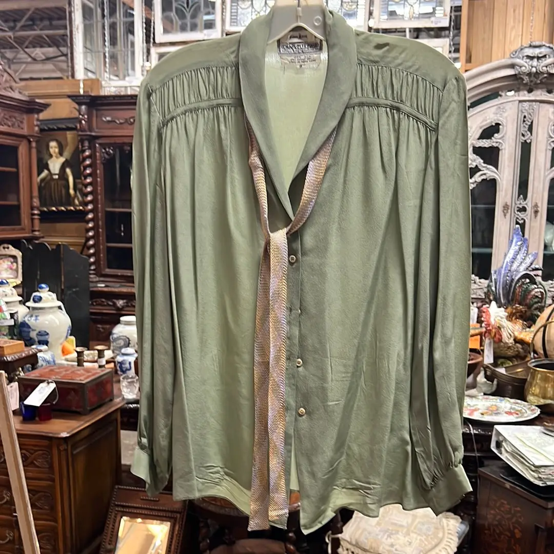 Sage Green Shirt Shirt With Ruching 1