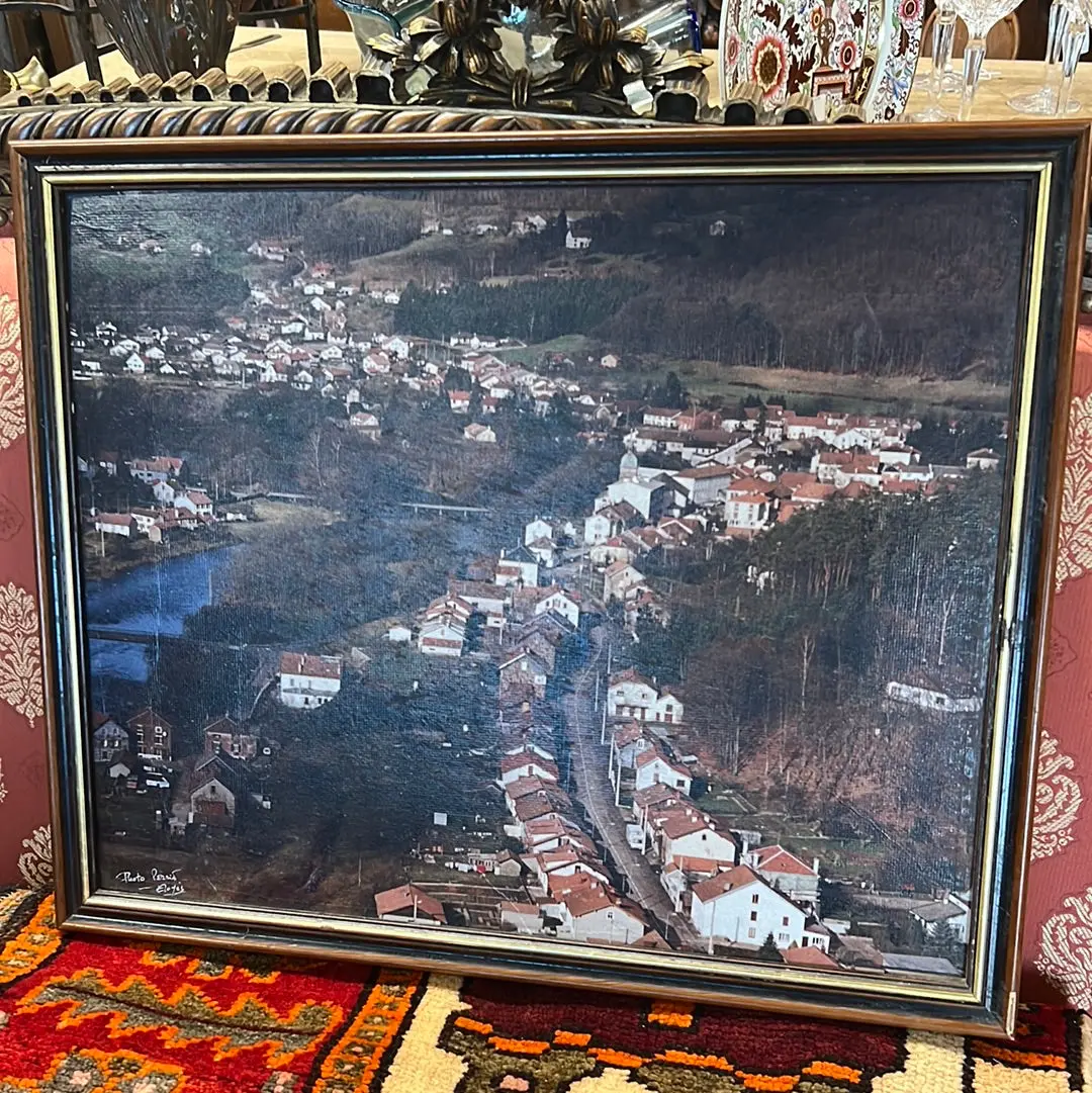Aerial Print Of French Town - On Canvas 1