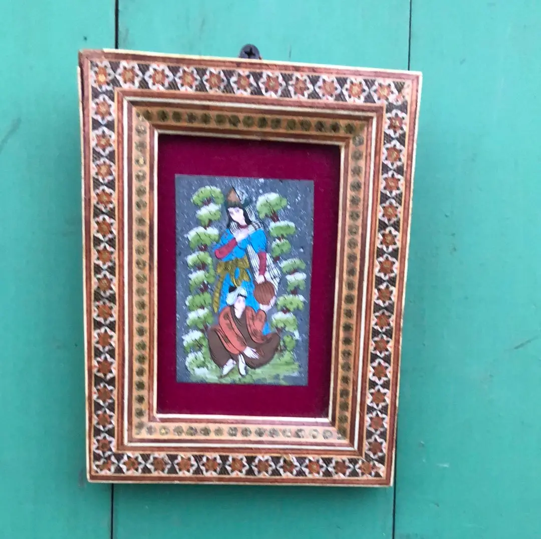 Miniature Indian Painting In Intricately Inlaind Frame 1