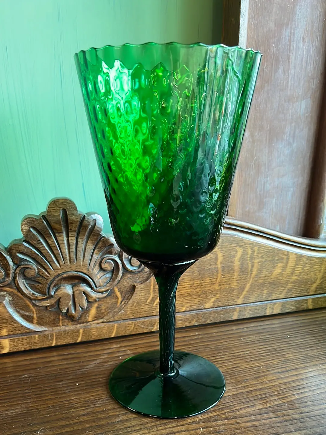 Tall Green Stemmed Vase 1