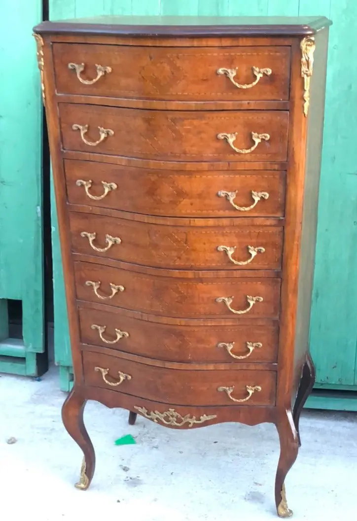 Inlaid Mahogany Bow Front Semainier With Ormolu 1