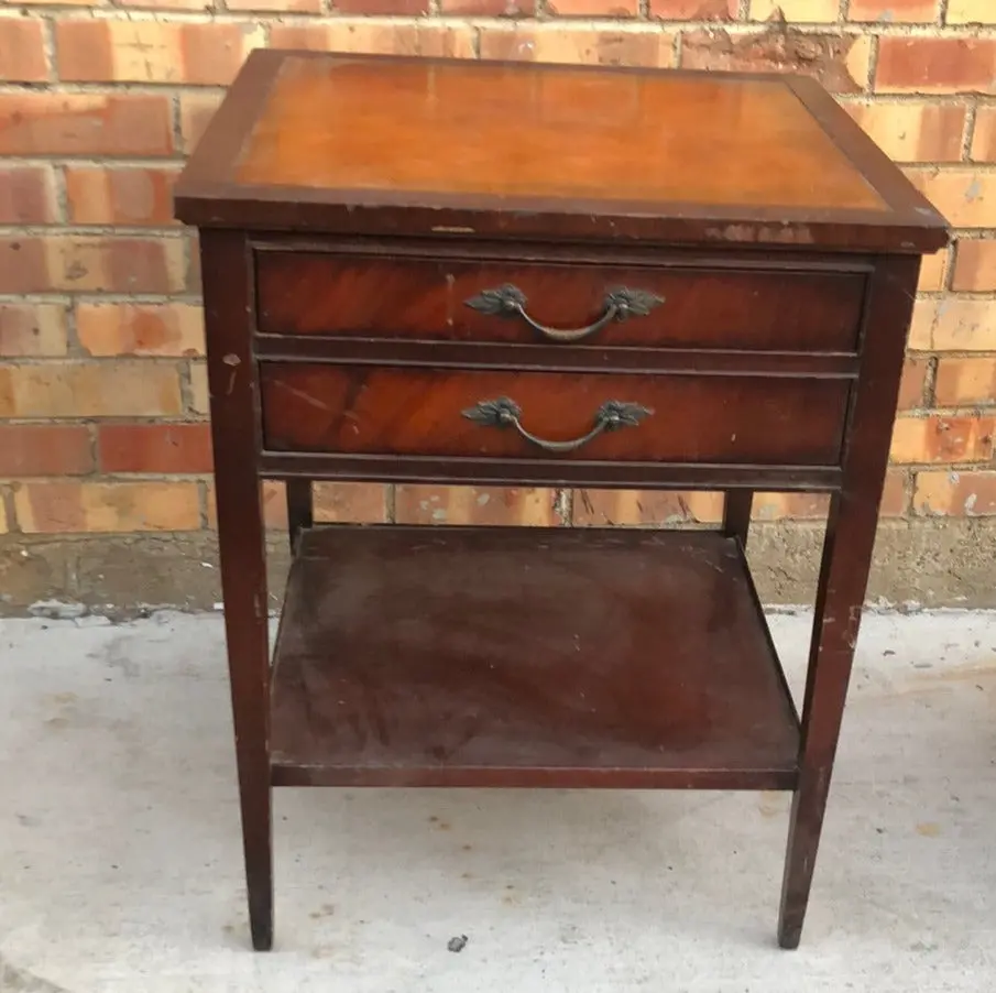 Small Leather Top Federal Style  Stand With Drawers 1