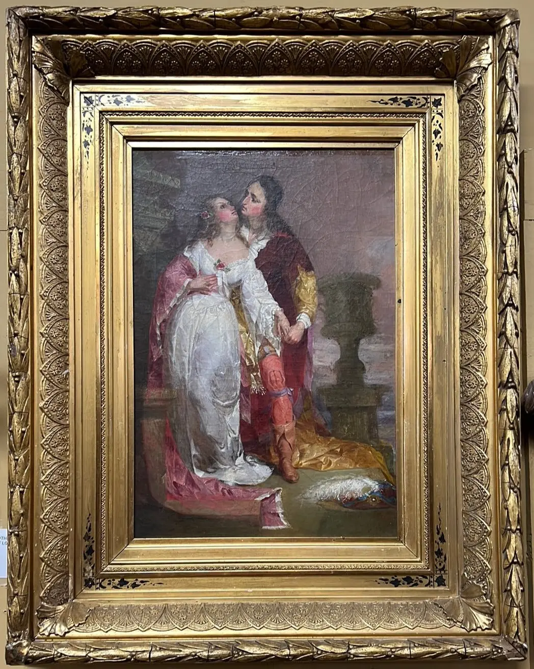 Ornate Gilt Framed 19Th Century Oil Painting On Canvas Of Lovers 1