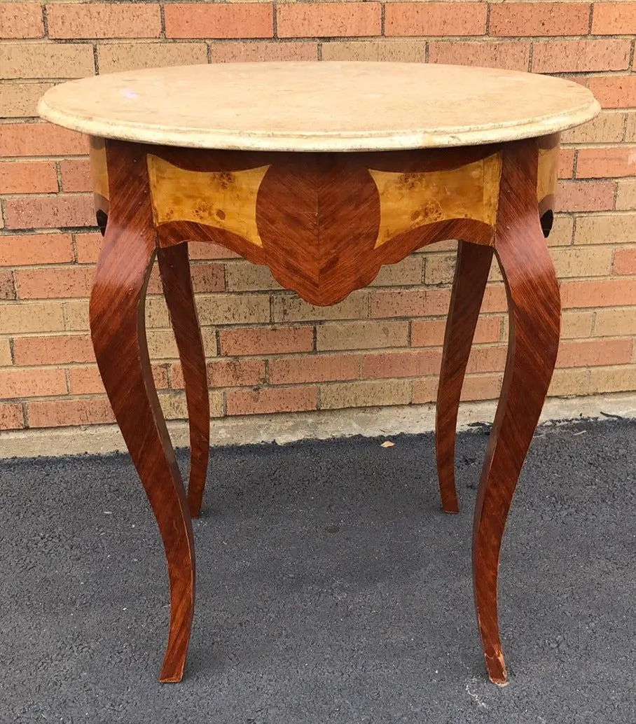 Round French Louis Xvi Marble Top Occasional Table 1