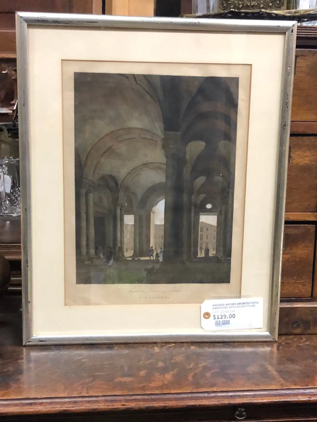 Arcaded Arches Architectural Engraving With Silver Frame 1