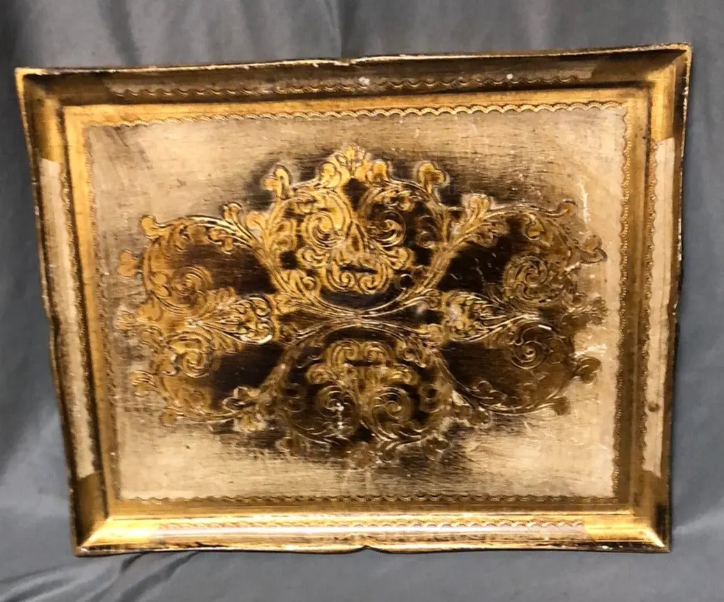 Rectangular Gold Florentine Tray 1