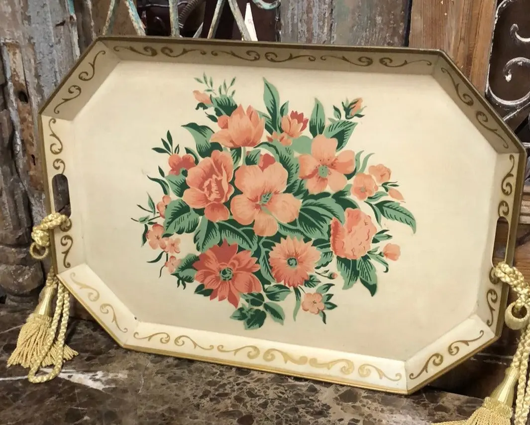 Large Floral Tole Tray 1