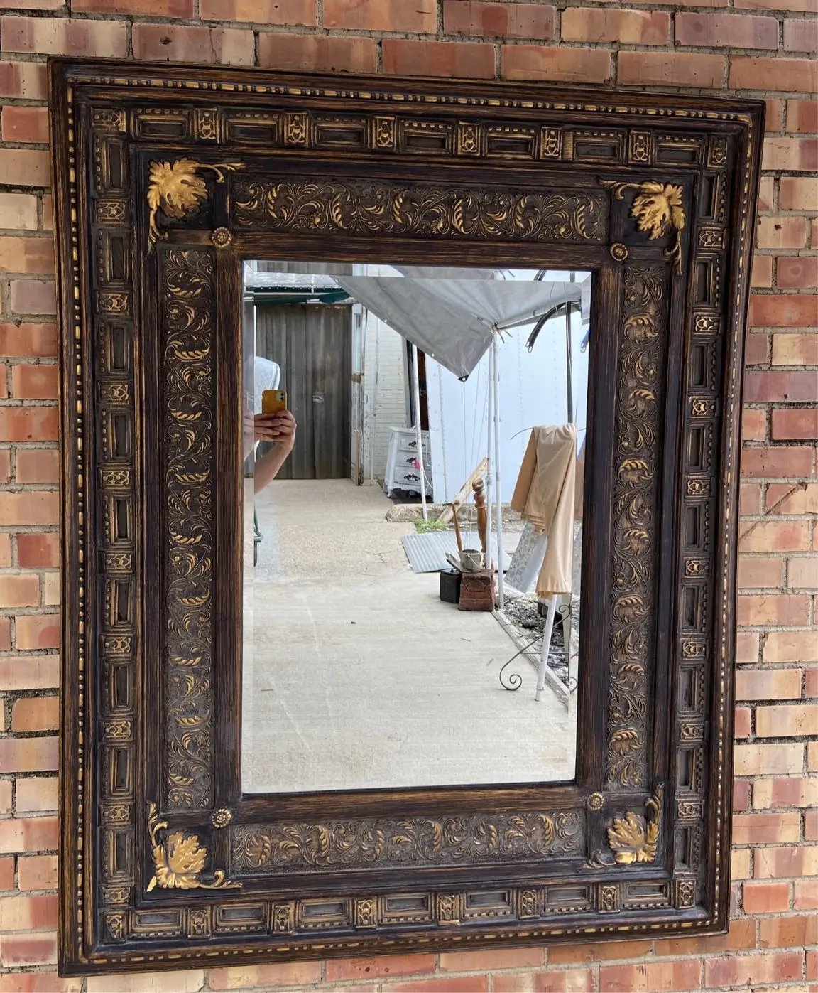 Large Brown And Gold Polystyrene Mirror 1