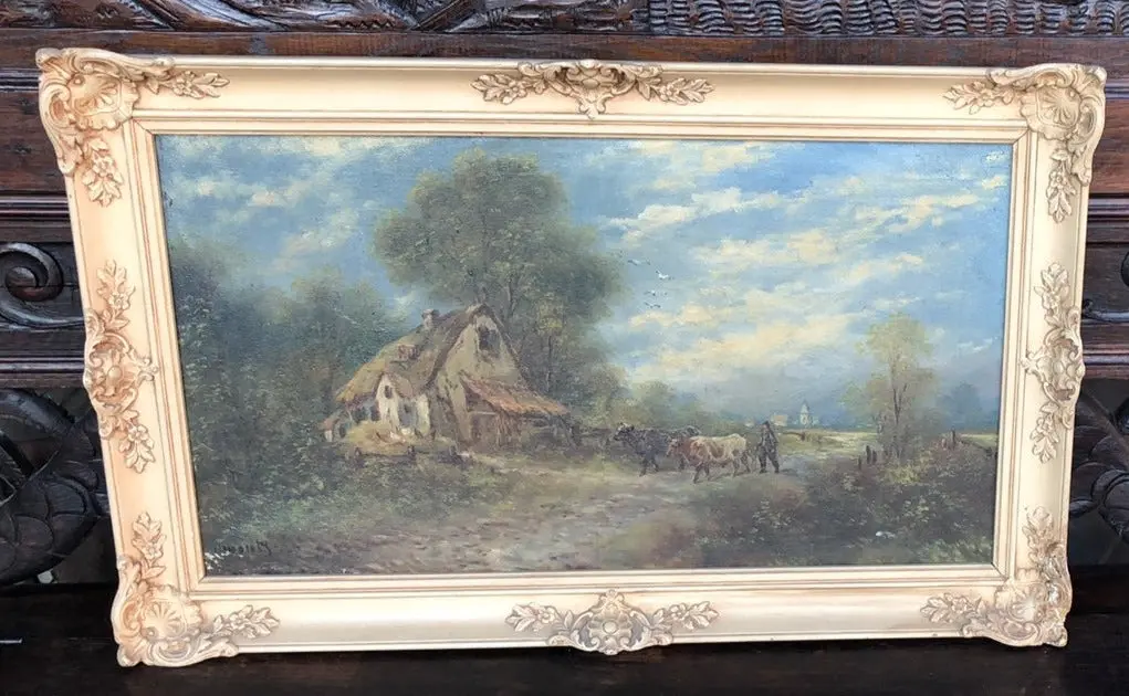 Bucolic Edck Oil Painting With Cows 1