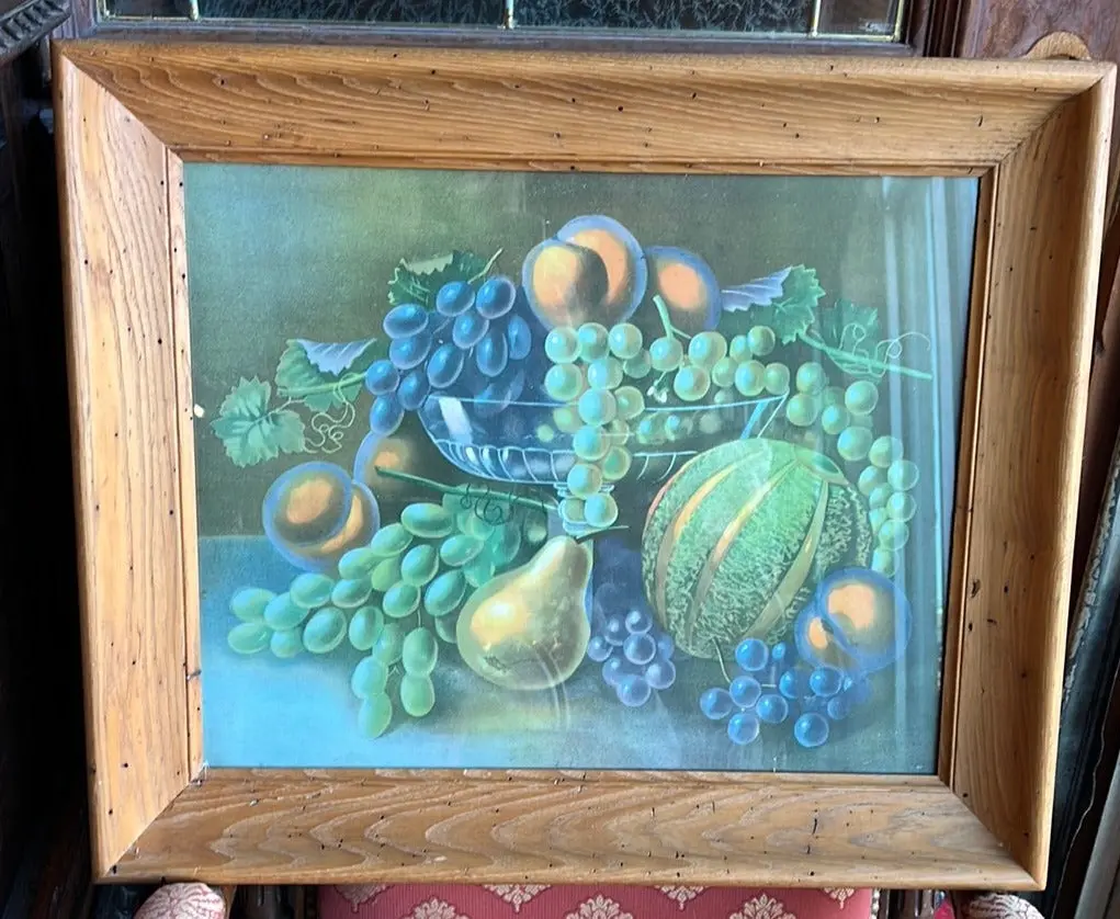 Wood Framed Colorful Fruit Print 1