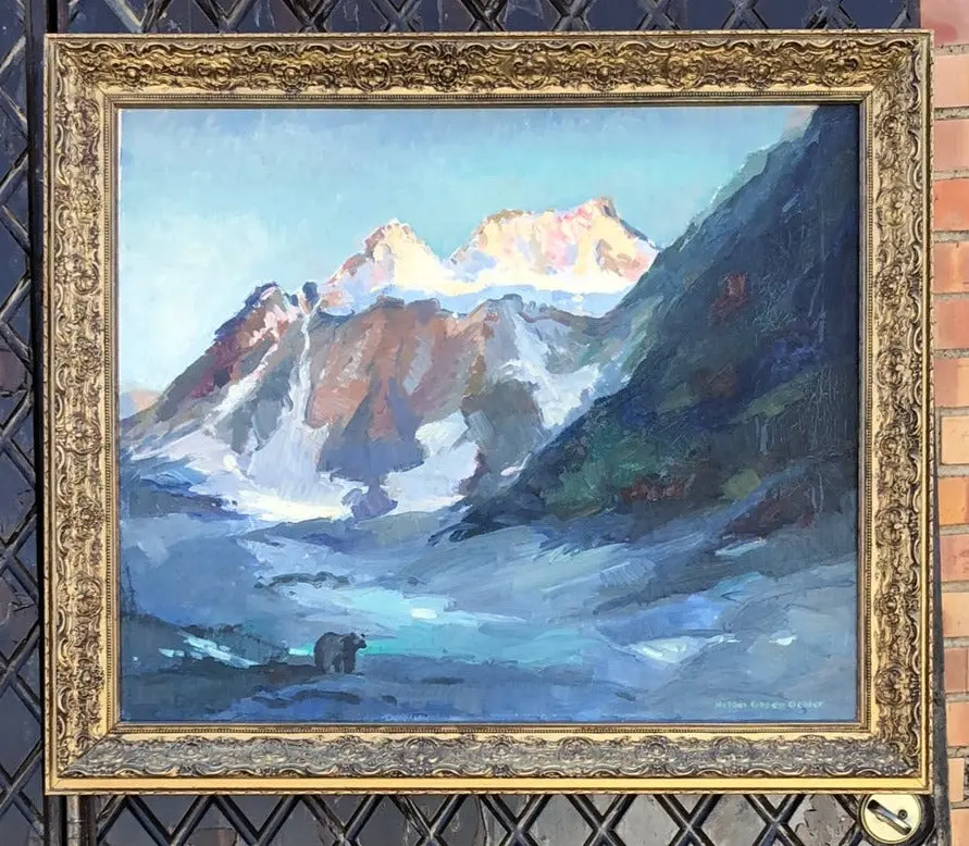 Framed Oil Painting Of Alaska Mountains By Helen Gaper Oehler 1
