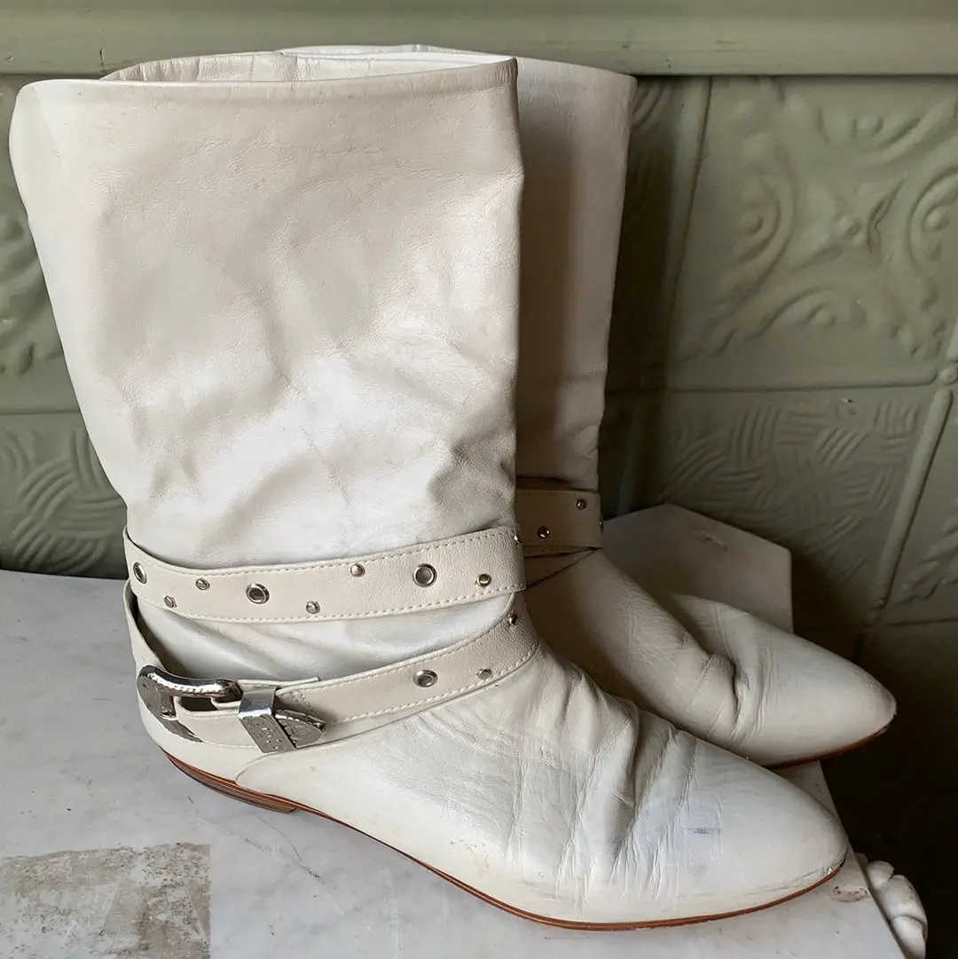Off White Womens Leather Western Boots - As Found 1