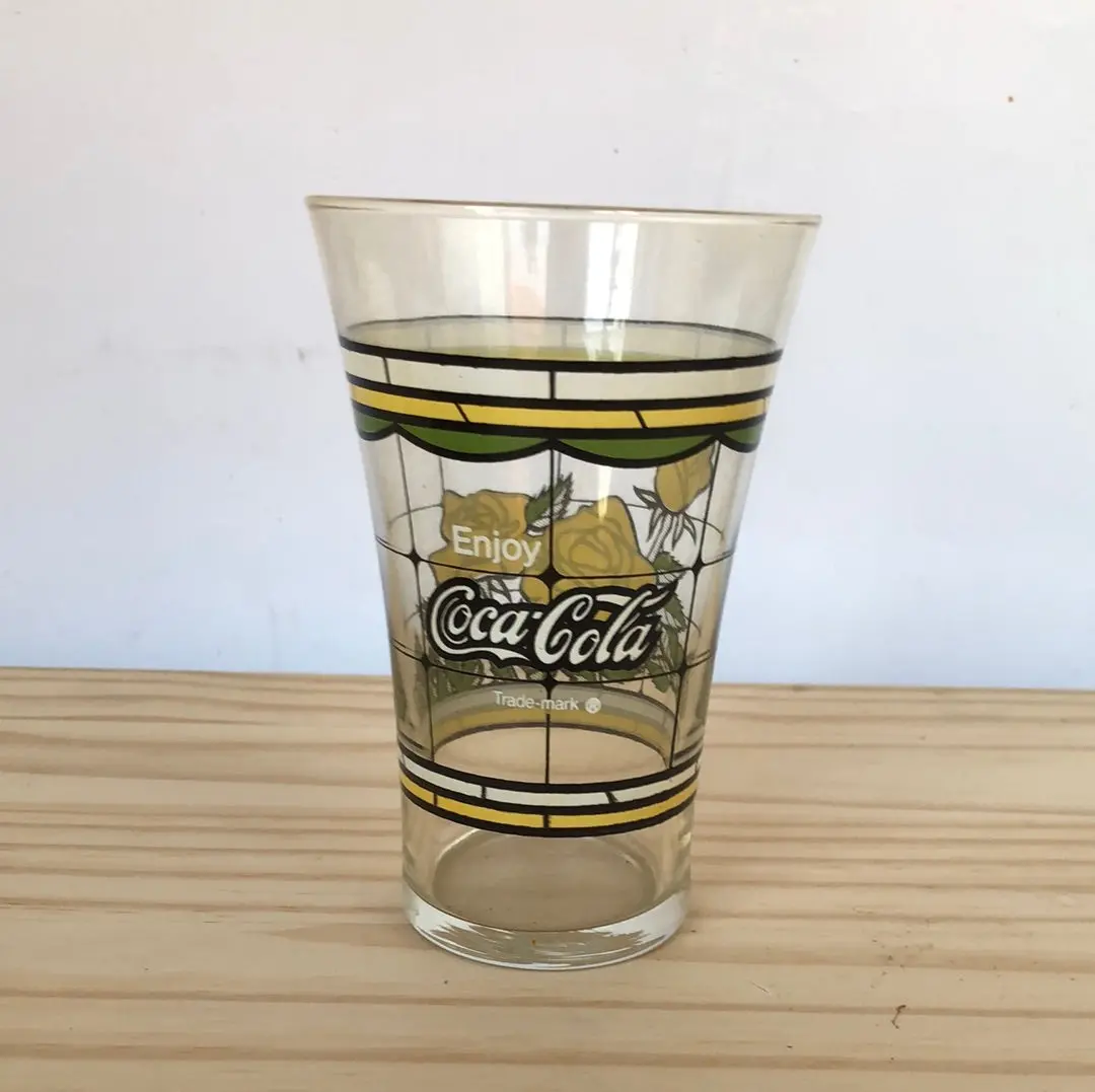 Yellow Rose Stained Glass Coca-Cola Glass 1