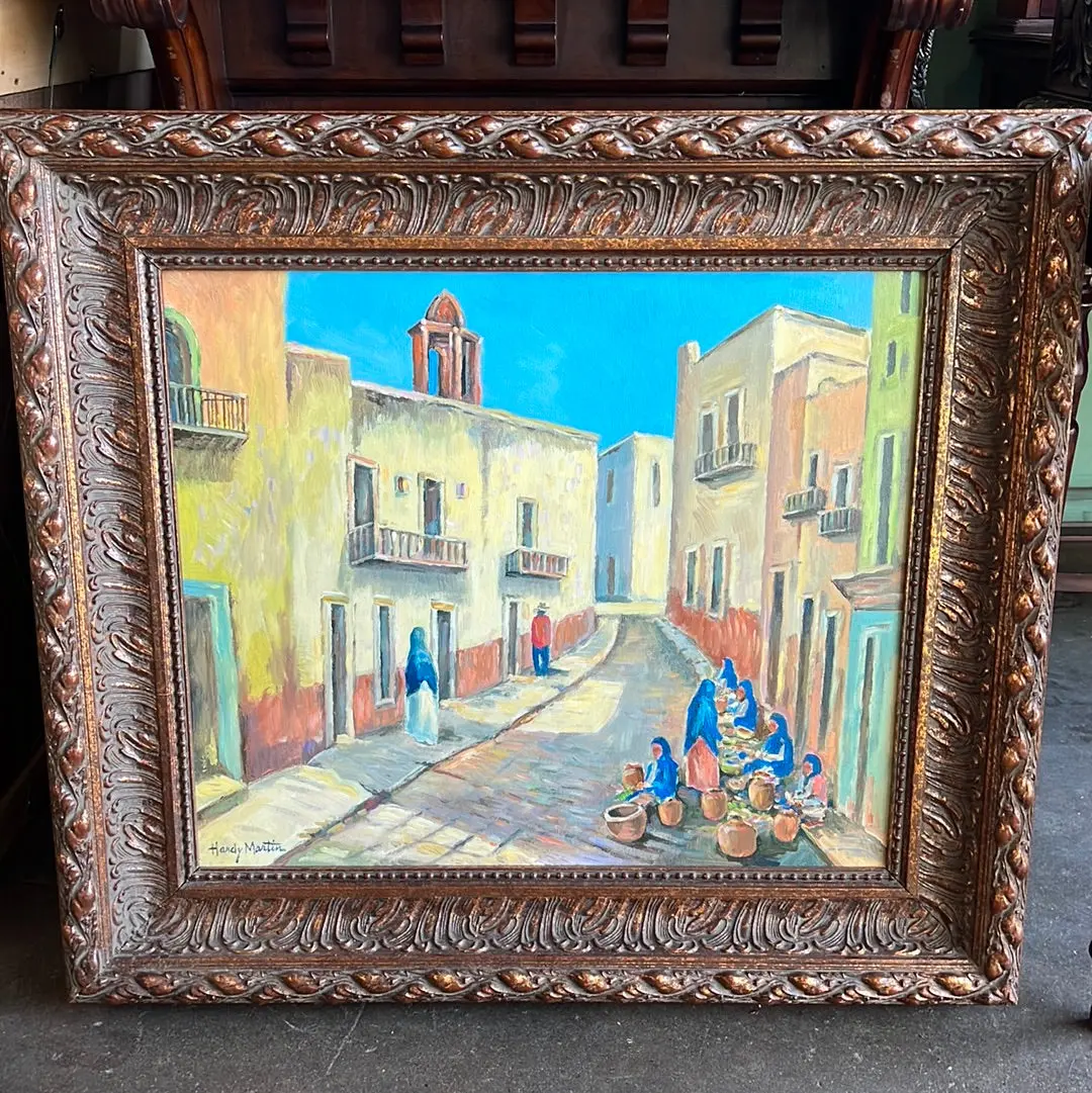 Taxco Mexico Street Scene With Lady Vendors Painting 1