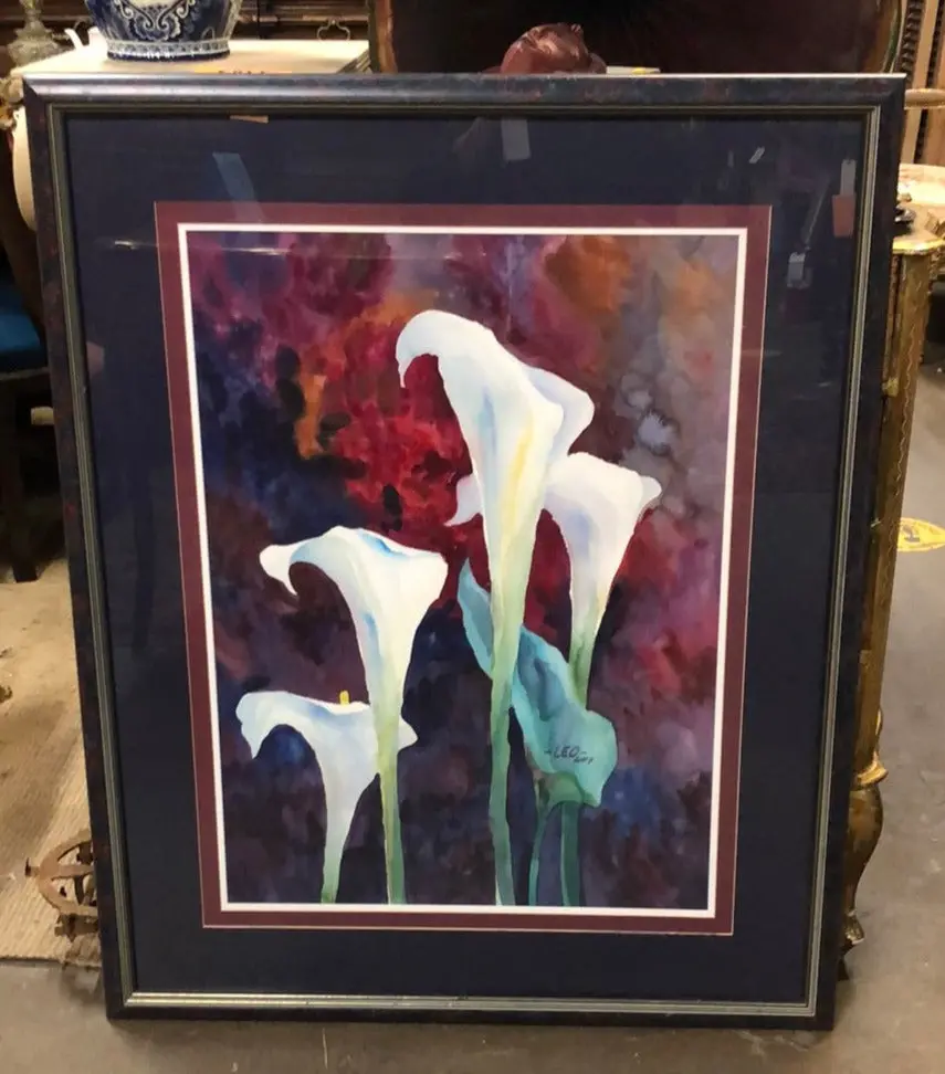 Large Floral Water Color By Lee 1
