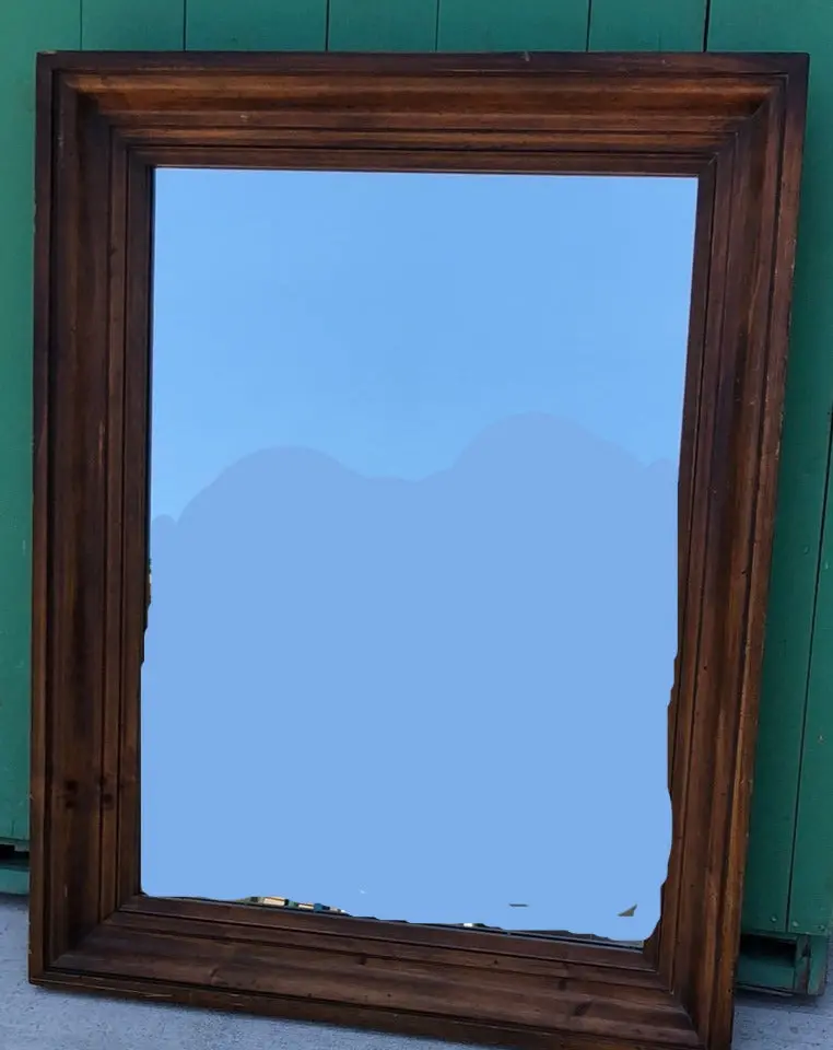 Large Wood Framed Rectangular Mirror 1