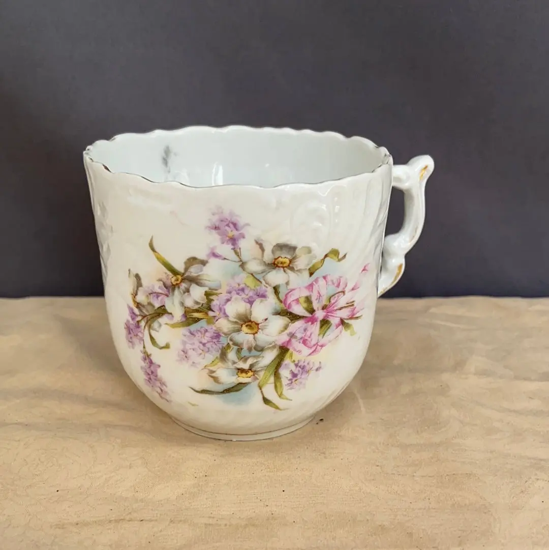 Porcelain Floral Painted Mustache Cup Circa 1910 1