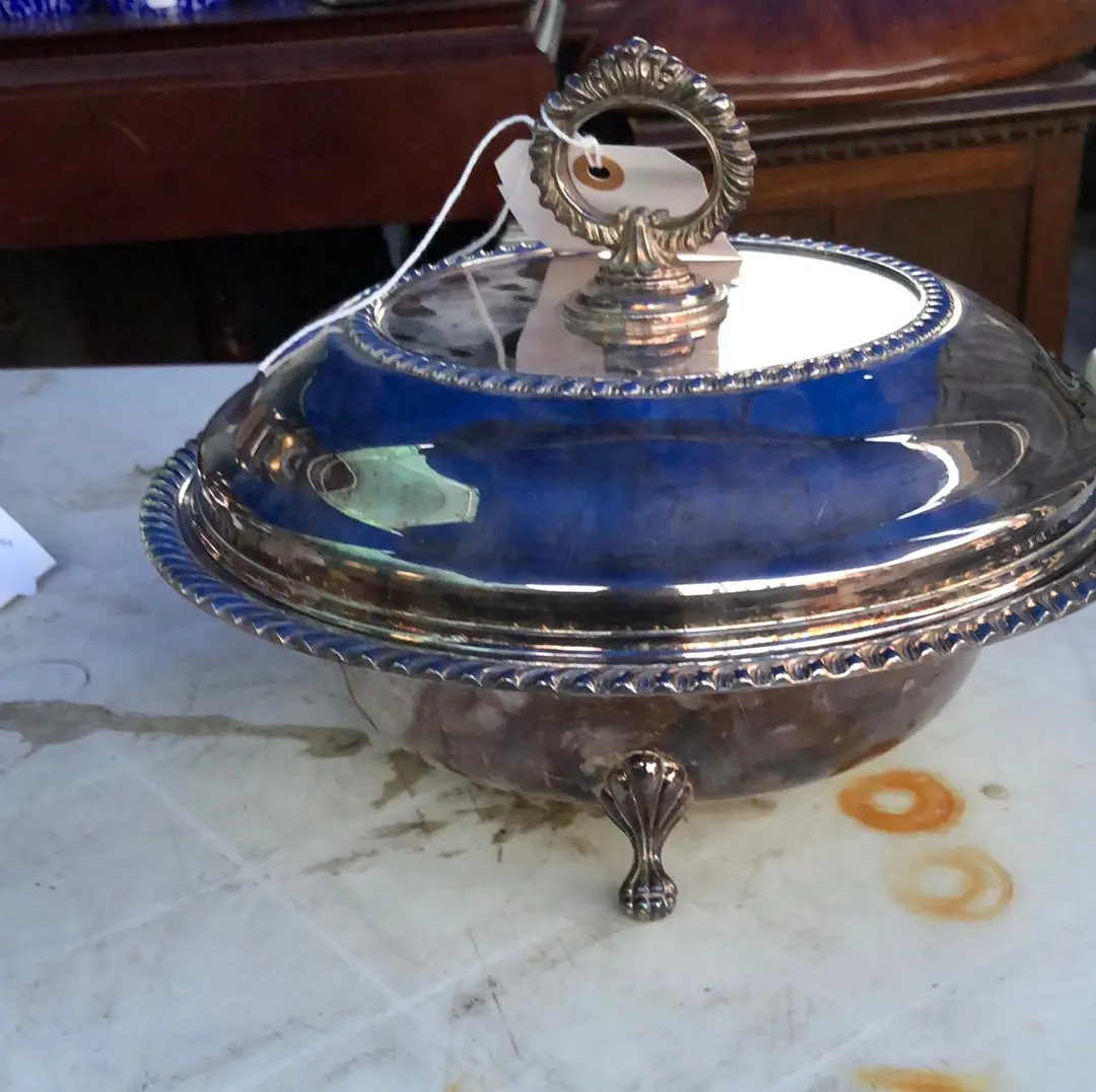 Silverplate Footed Covered Casserole Dish 1