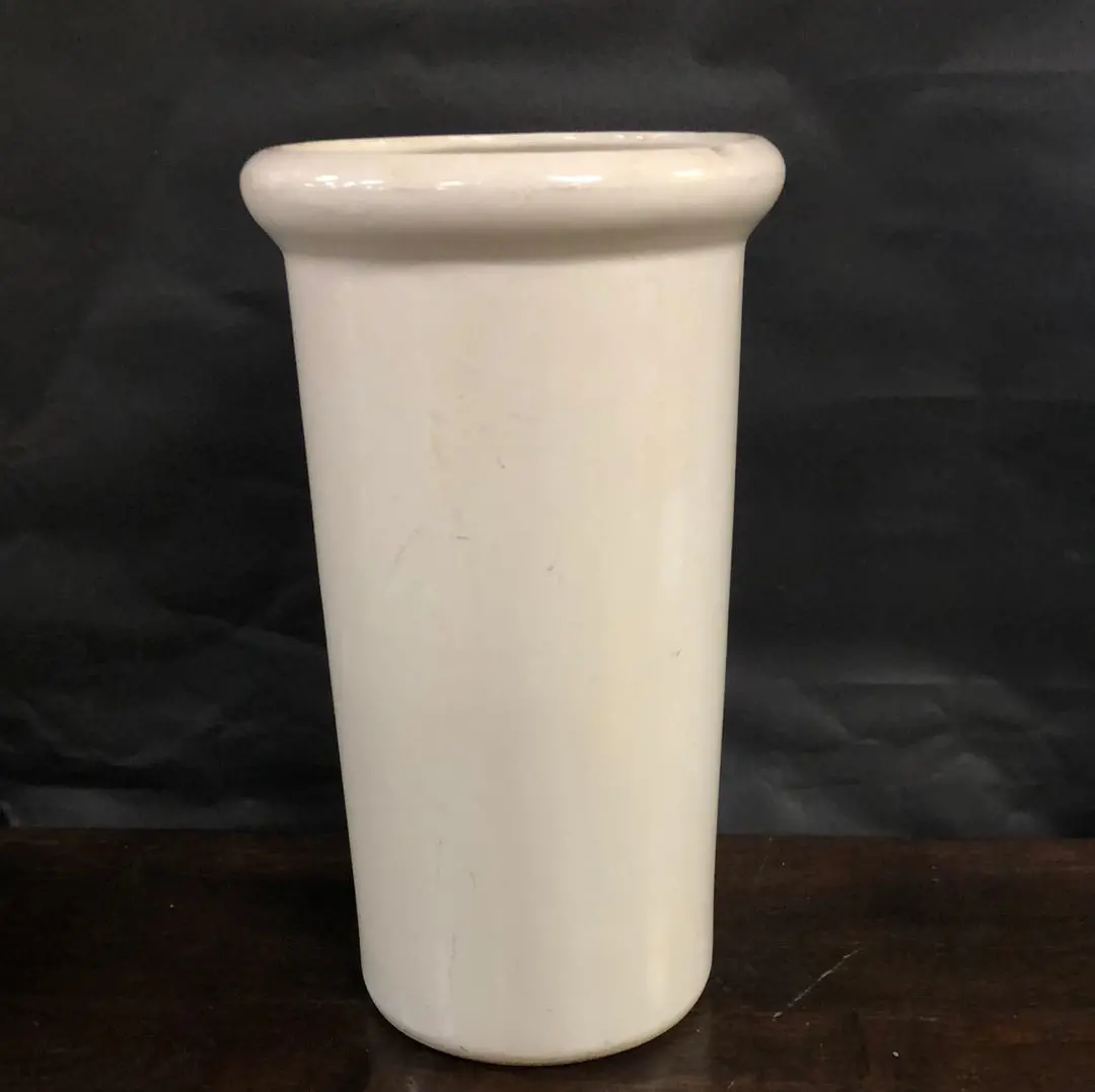 White Crockery Cylinder Vase 1