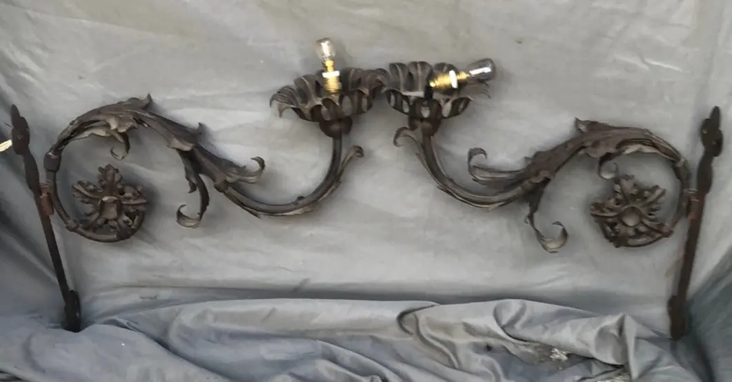 Iron Floral Pair Of Rustic Sconces 1