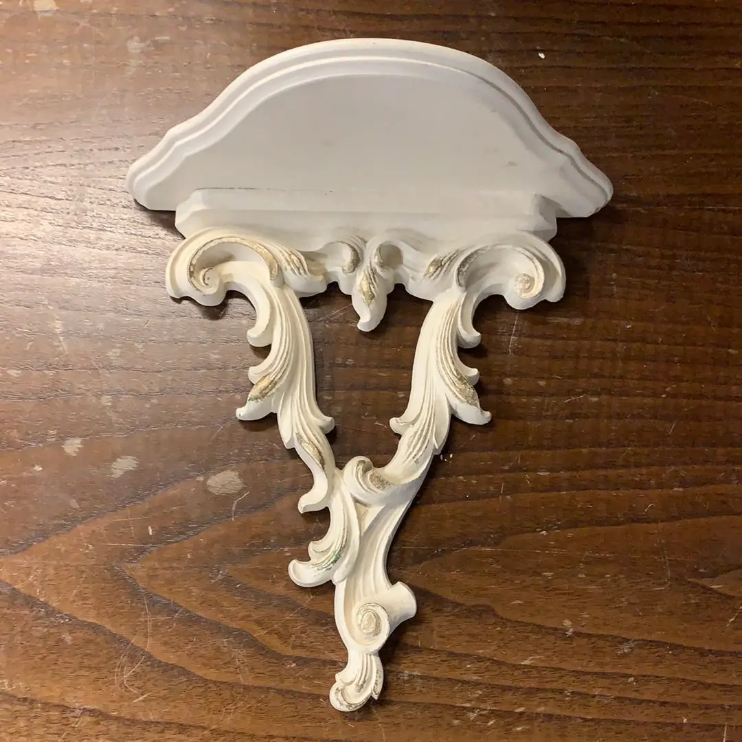 Carved Little Rococco White With Gold Shelf 1