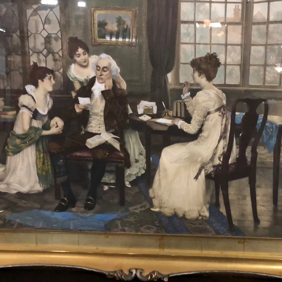 Large Gold Framed Print Of Early 19Th Century Interior 1