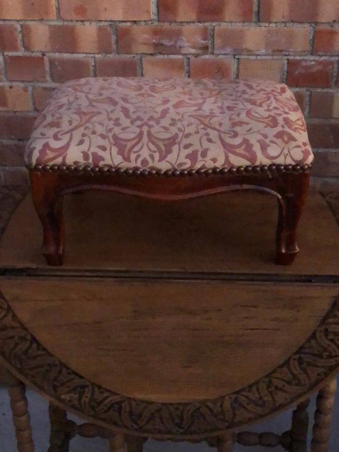 Oak Footstool With Upholstery 1