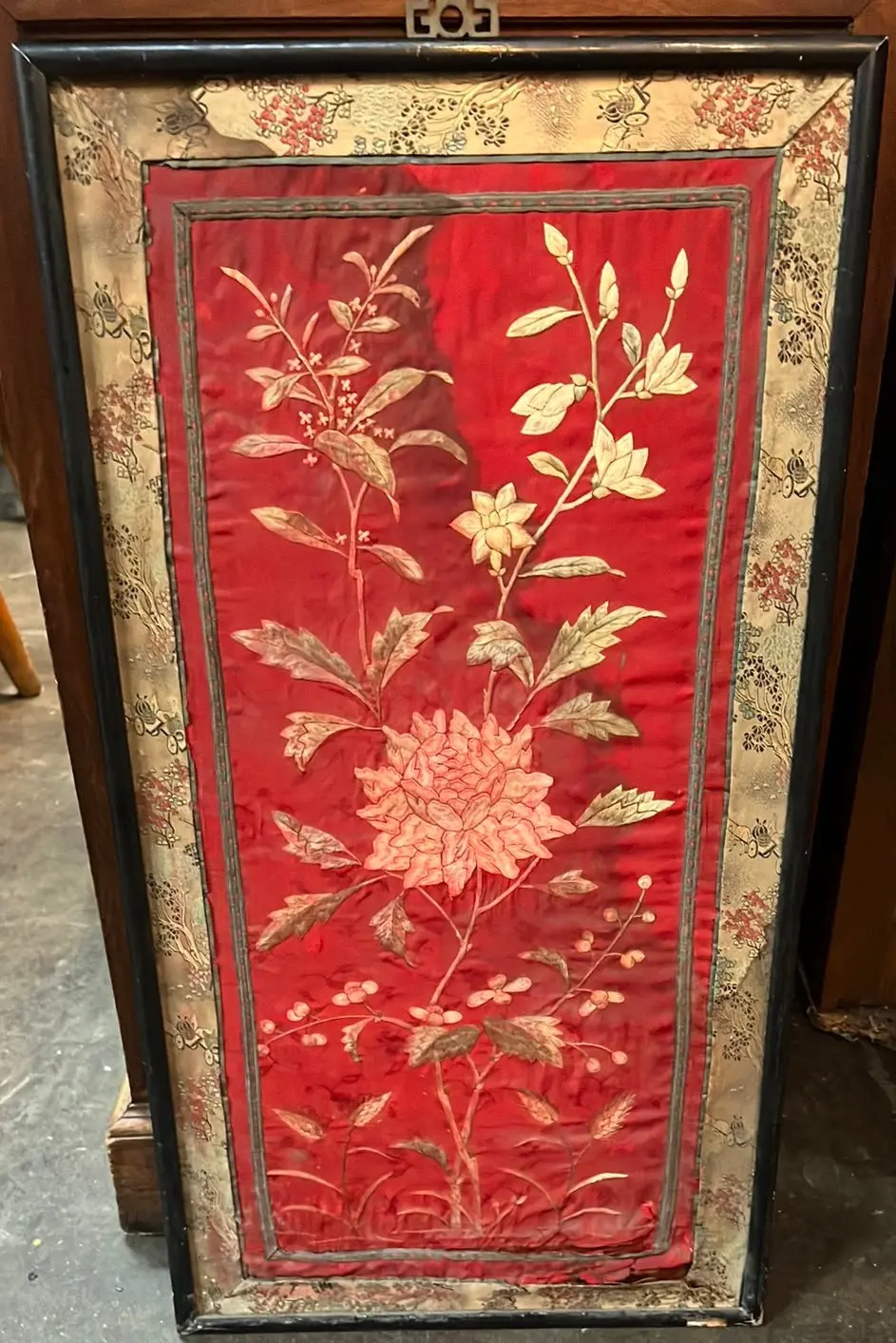 As Found Red Silk Embroidery 1