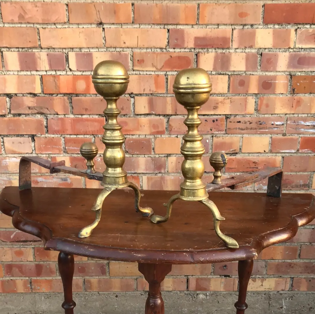 Pair Of Early Georgian Brass Andirons 1