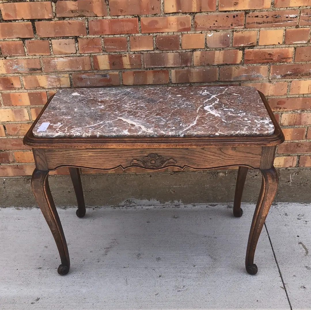 Lavanta Marble Top Louis Xv Oak Coffee Table 1