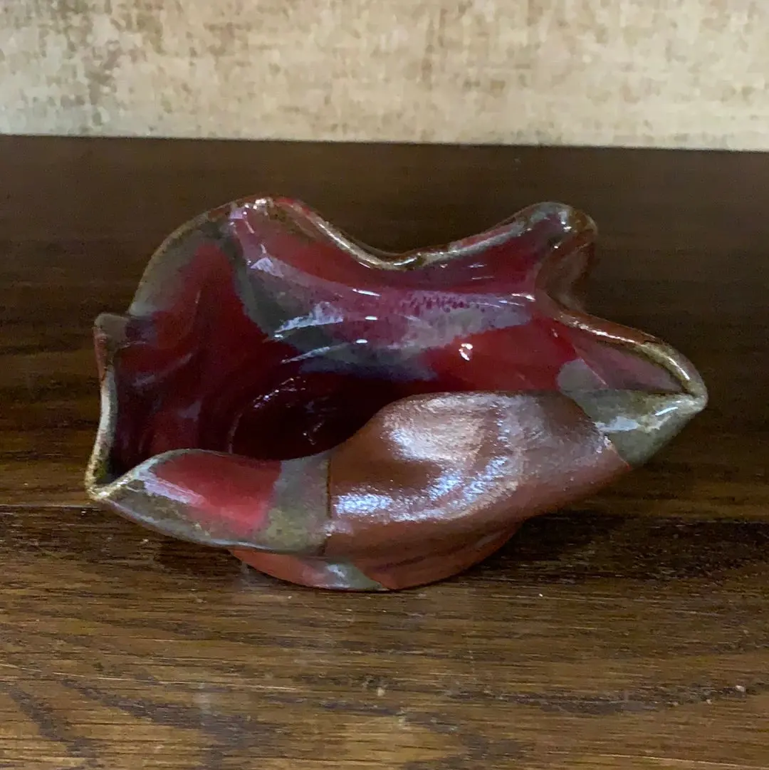 Pink And Green Glazed Pottery Catch All Dish 1