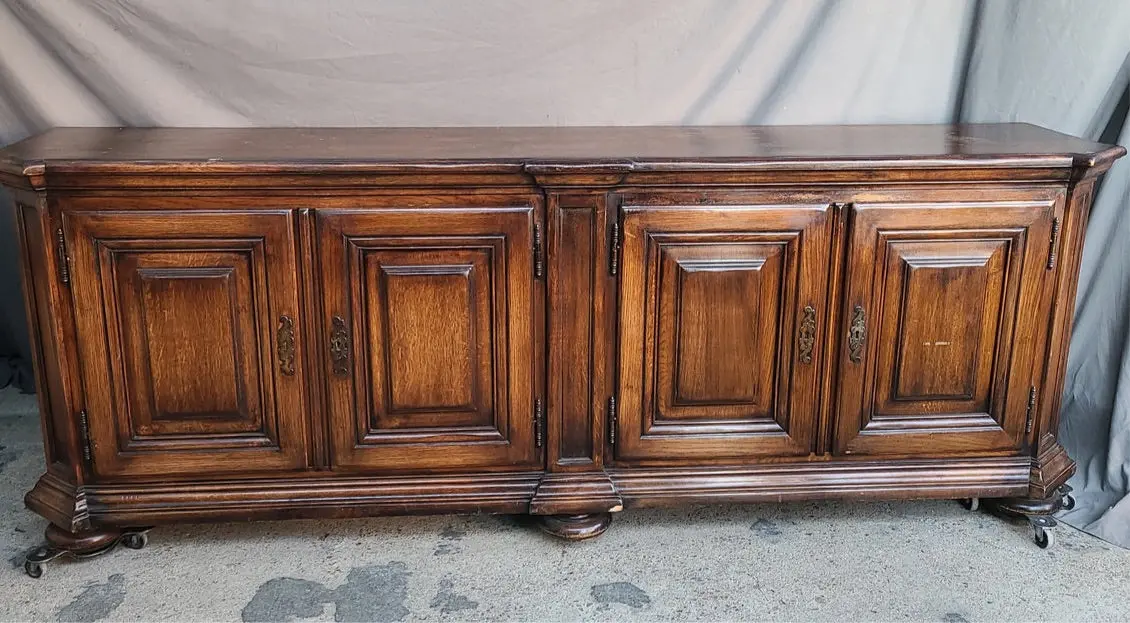 Dark Oak Canted Corner Rustic Sideboard 1