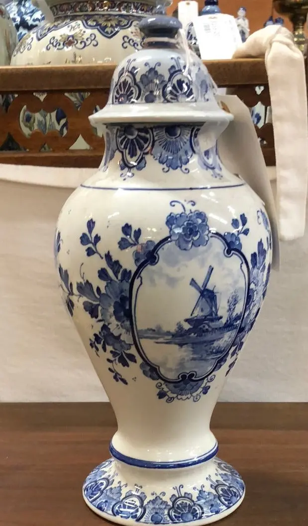 Medium Delft Windmill Ginger Jar 1
